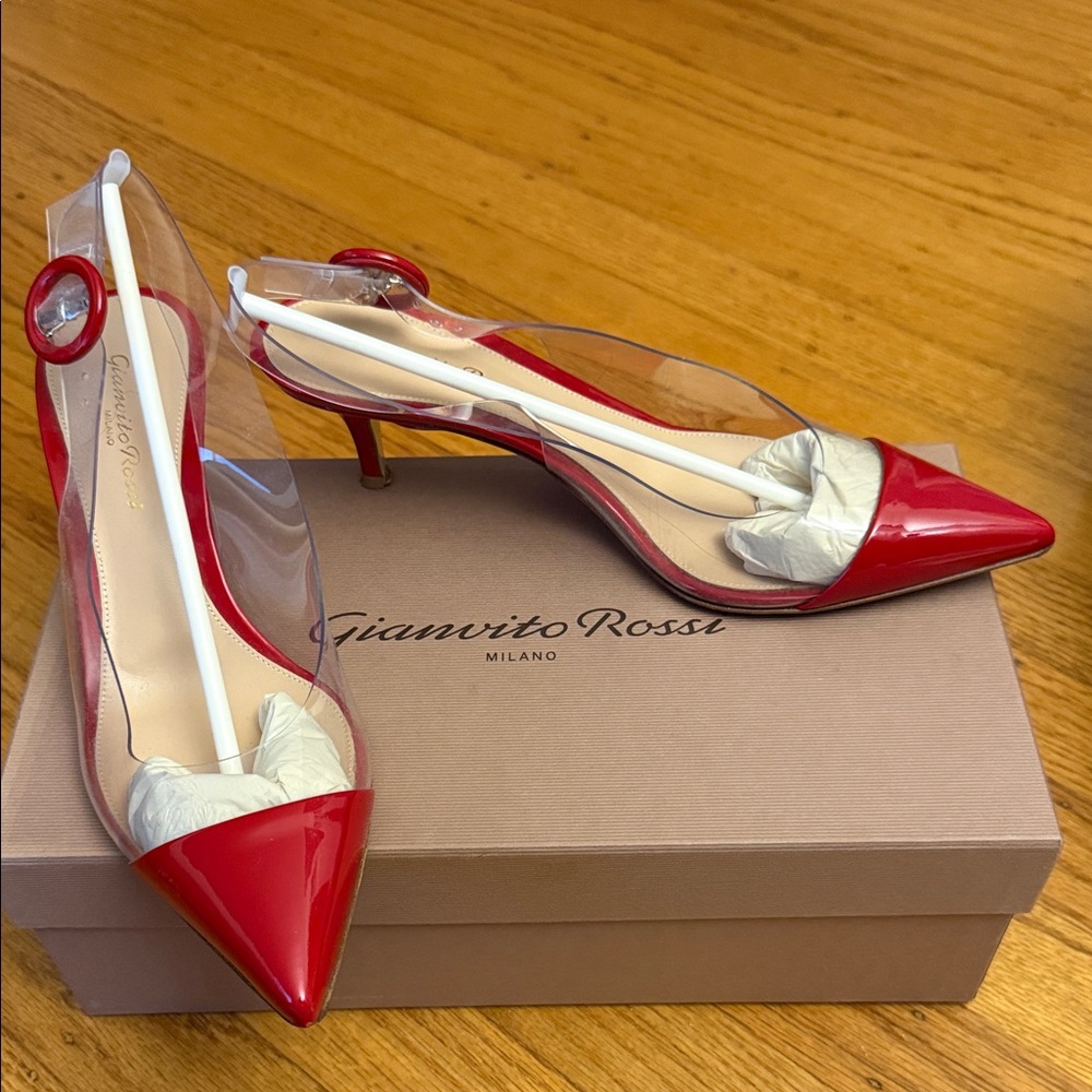 Gianvito Rossi Red with transparent PVC Women's Shoes